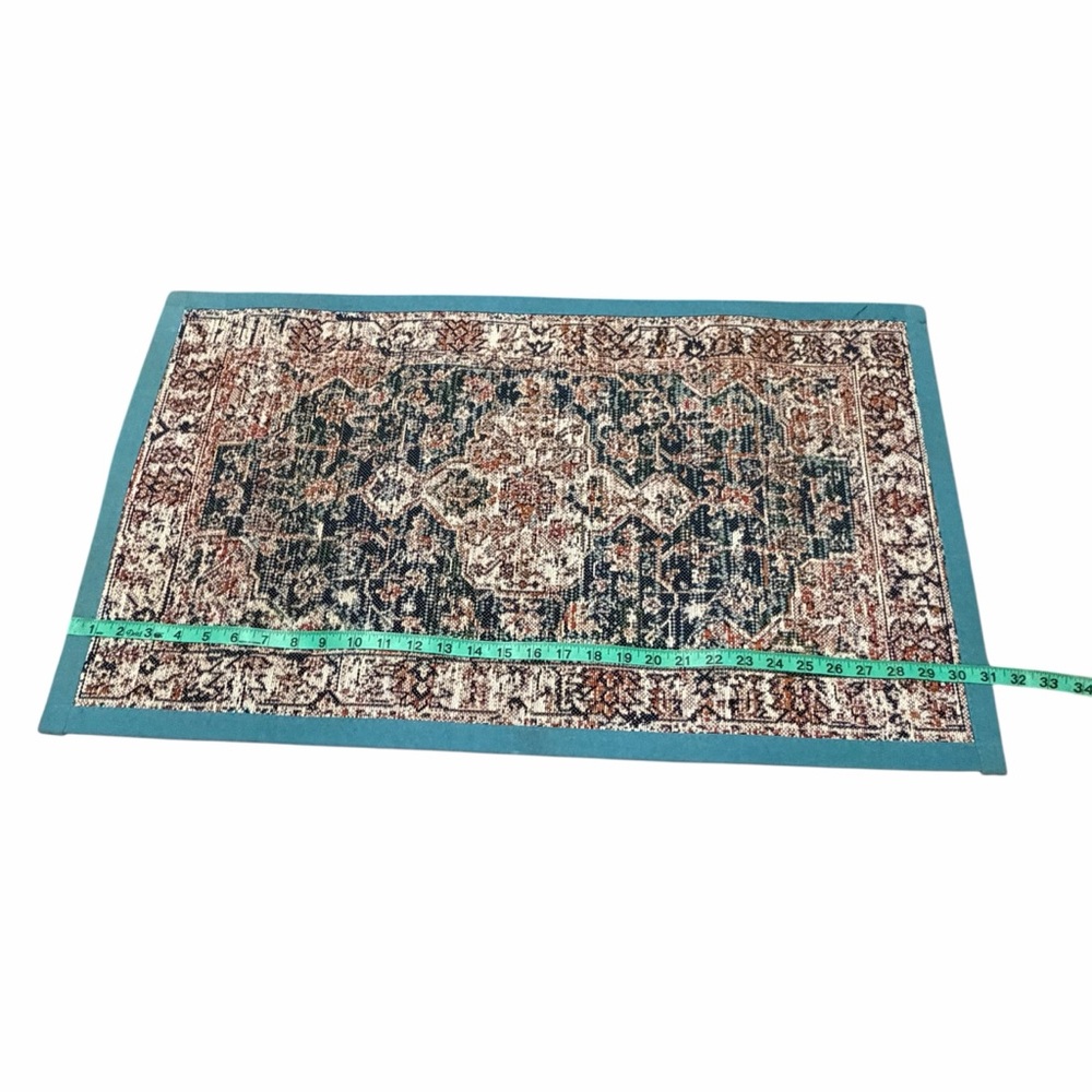 World Rug Gallery Teal Flatweave Rectangular Rug - Picture 9 of 10